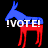 !VOTE! text appears over a blue-and-red donkey silhouette on black background; the rightmost version shows partial cropping.