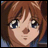 Two side-by-side anime-style character portraits with brown hair and blue eyes, one facing forward, the other in profile.