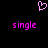 Pixelated pink heart symbol above two instances of the word 'single' in matching pixel font on black background.