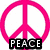 A static image with four distinct sections: a pink peace symbol, a pink heart, colorful text reading "HAPPY BIRTHDAY", and a gray rectangle.