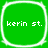 Four identical green square icons with rounded corners, each containing white text 'kerin st.' and a thin white border.