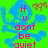 Green background with blue skull and crossbones, pink text reading "if u dont be quiet your nose" on left and "ill shove mr fluffy up" on right.