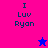 Four display 'I Luv Ryan' text with a star icon changing color between blue and pink across the animation