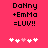 Pixelated text and heart symbols on a solid pink background with two identical side-by-side layouts.