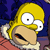 Pixelated cartoon character with yellow hair, large white eyes with black pupils, and a tan face, set against a dark blue background with red and purple elements.