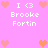 Pixel art icon with pink background displaying 'I <3 Brooke Fortin' text and heart symbols in multiple arrangements.