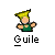 Pixelated 2D character icon with yellow hair, green top, and outstretched arms above the text "Guile" on a gray background.