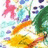 Pixelated image with green background displaying pink text "SPAZ MUCH??" and colorful abstract shapes on left.