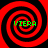 Four identical red and black spiral patterns with green text "VIERA" at their centers on a red background.