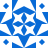 Blue and white pixelated geometric pattern with central symmetrical design, four corner dots, and angular side elements.