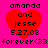 A static digital image with a bright pink background featuring four identical red heart shapes, each containing text and date information in black pixelated font.