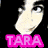 Pixelated anime-style face with black hair and white skin on a black background, pink text "TARA" below.