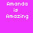 Pixelated text "Amanda is Amazing" on a bright pink background with yellow highlight bars shifting across the words.