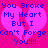 Pixelated text on a bright pink background with two overlapping broken hearts in lighter pink, displaying 'You Broke My Heart But I Can't Forget You!!!!' in blue.