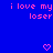 Blue background with pink text and heart symbols arranged in a pattern