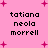 Pink background with scattered pink plus signs and black text reading 'tatiana neola morrell' in four identical sections.