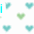 A static image with a white background featuring scattered heart shapes and text elements in cyan, green, and gray.