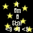 Animated black background with yellow stars and white text reading "I Am A Star <3 <3 <3" in pixelated font.