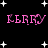 Black background with white star shapes and pink text reading KERRY KERRY in two