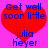 Red heart-shaped graphic with blue text on pink background, showing 'Get well soon little' above and 'julia heyer' below.