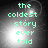 A four- displays the phrase "the coldest story ever told" in light green pixelated text over a dark background with bright circular highlights, each showing identical static content