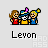 Pixel art of two cartoon characters with speech bubbles containing changing text, set against a light gray background.
