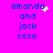 Pixelated blue text on bright pink background with animated white sparkles near 'amanda' in four positions