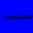 Four identical pixelated text labels 'GraceH49' displayed in a on solid blue, green, teal, and gradient teal backgrounds