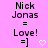 Pixelated text and symbols on a pink background with two heart icons, one white and one black.