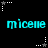 A black background displays repeated cyan text 'micelle' with white and gray star-shaped cursor icons in a pattern