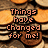 Pixelated text overlays on a background of stacked coins, with changing phrases across frames.