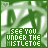 Green and white pixelated animation with repeated text 'SEE YOU UNDER THE MISTLETOE' over abstract green shapes, featuring small heart icons in top corners.