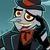 Pixelated cartoon character with wide eyes, open mouth showing tongue, wearing dark jacket and red cap against teal background.