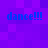 A static image with a purple pixelated background displaying four instances of the text 'dance!!!' in blue lowercase letters.