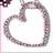 Pixelated heart outline with pink border and white interior, surrounded by four pink text blocks on white background.