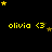 Yellow text 'olivia <3' repeated across black background with scattered yellow and brown stars, some frames showing star movement.
