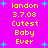 A static image with a bright pink background displays yellow text reading "london 3.7.03 Cutest Baby Ever" in two identical vertical , surrounded by cyan star shapes