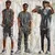 Three pixelated figures in dark clothing stand side-by-side against a light background, each in a distinct pose.