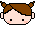 Two pixel art heads with brown hair in twin buns, black eyes, pink cheeks, and a red heart on the right head's ear.