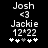 Pixelated text and symbols on black background with two identical frames showing name, date, and star icons differing in one gray star's position.