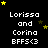 Black background with white text reading "Lorissa and Corina BFPS<3" repeated in a , surrounded by yellow and brown stars