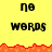 Yellow background with black text reading "no words" repeated across two , separated by red pixelated waveforms, with a gray rectangle on the right side of the lower