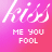 A 5x4 contact sheet of animated frames showing a pink gradient background with white text "kiss" and pixelated text "ME YOU FOOL" in each frame.