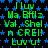 Green text on a black background with blue stars, repeating phrases like 'I luv Ma Bffiz Val, Shel, n CRE!! Luv u!' in multiple