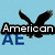 Two side-by-side pixelated icons on light blue background: left shows 'American' text with black eagle wings, right shows 'Eagle <3' text with same wings and blue 'AE' below.