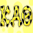 Yellow pixelated text 'KAT' on a light yellow background with black outlines and internal details.