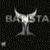 Pixelated icon with a central glowing figure holding two curved horns, surrounded by partial text on dark background.