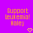 Purple background with orange pixelated text reading "Support leukemia! Haley" and yellow heart symbols below each text block.