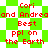 Red pixelated text on a green and white checkered background, with repeated phrases