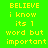 Green background with yellow text reading BELIEVE i know its 1 word but important, red rectangular blocks highlight different lines of text across frames.